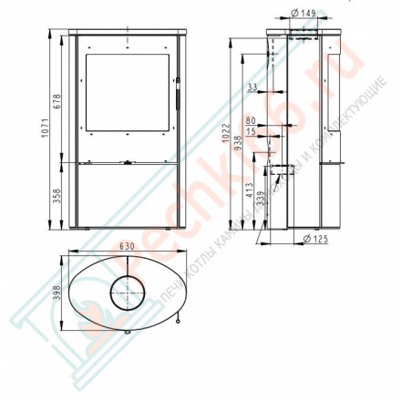 Печь-камин Ovalis камень (Romotop)