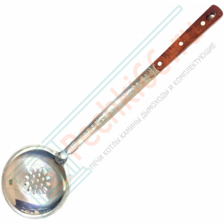 Шумовка для казана средняя (10-25 л.) с деревянной ручкой 46.5 см