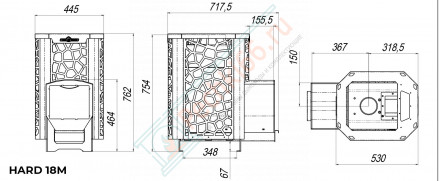 Печь для бани Hard 20M Хохлома Панорама (Сталь-Мастер)