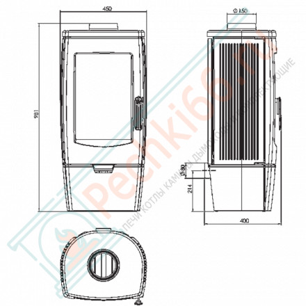 Чугунная печь-камин Gala черная (Plamen)