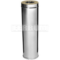 Сэндвич труба для дымохода L=1м (НЕРЖ-430/0,8-НЕРЖ-430/0,5) d-130/200 (Ferrum HF)