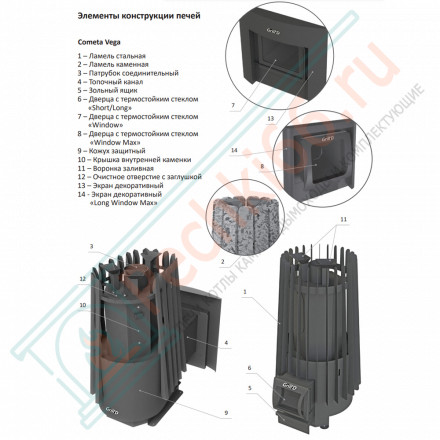 Печь для бани Cometa 180 Vega Short Window Max Pro (Grill’D)