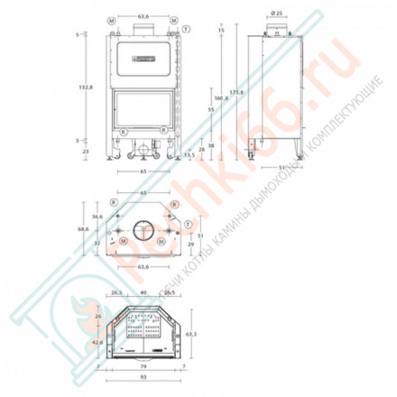 Стальная топка MT 610 (Piazzetta) 26 кВт