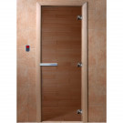 Дверь стеклянная для бани, бронза прозрачная, 2100х800 (DoorWood)