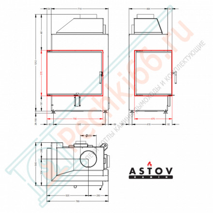 Каминная топка П2С 700 L (Астов)