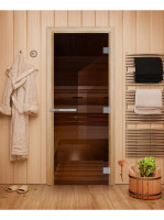 Дверь для бани и сауны Эталон, бронза 10мм, 190х70 см (по коробке) (DoorWood)