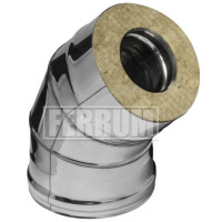 Сэндвич колено 45° (НЕРЖ-430/0,8-НЕРЖ-430/0,5) d-120/200 (Ferrum HF)
