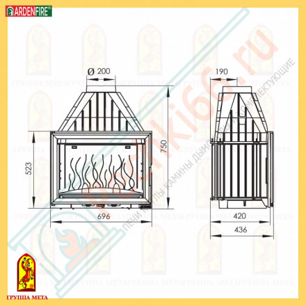 Чугунная топка Камилла 700 (Мета) 14 кВт