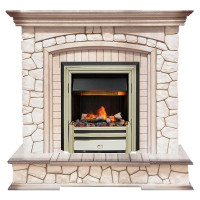 Каминокомплект Preston - Белый/Слоновая кость с патиной с очагом Cavendish