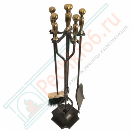 Набор каминный D51032АК (4 предмета, 79см, античная латунь/черный), на подставке