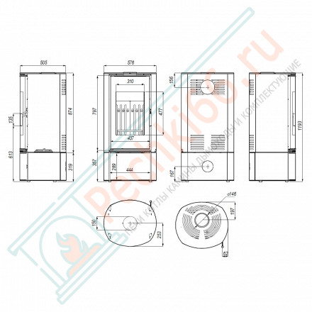 Печь-камин Orbis, коричневая сталь (Defro-Home) 9кВт