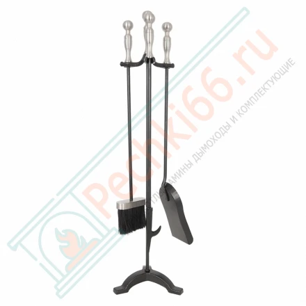 Набор каминный D41111ASK (3 предмета, 75см, античное серебро/черный), на подставке