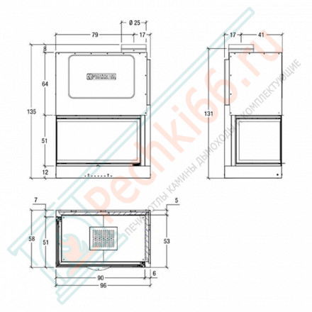 Стальная топка MA 283 SL DX (Piazzetta) 12 кВт