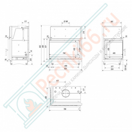 Стальная топка Oliwia/PW/BL/17/BS/W/DECO (Kratki)