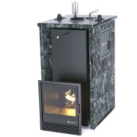 Печь для бани Геленджик-М2 в трёхстороннем кожухе из пироксенита (ИзиСтим)