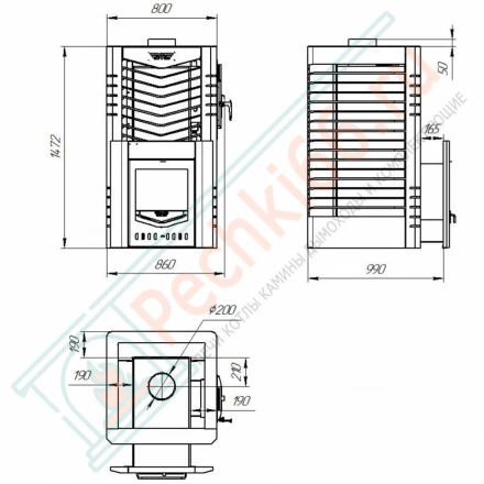 Печь для бани из нержавеющей стали № 06МСП - Н 03, с парогенератором (Тройка) до 36 м3