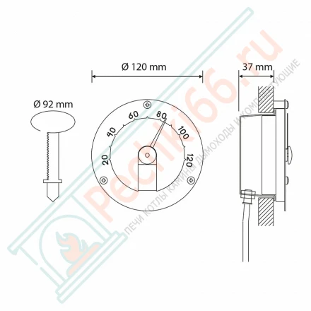 Термометр для сауны Cariitti белый, требуется 1 оптоволокно D=2-4 мм