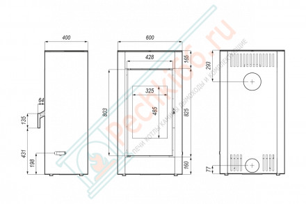 Печь-камин Solum, серая сталь (Defro-Home) 9кВт