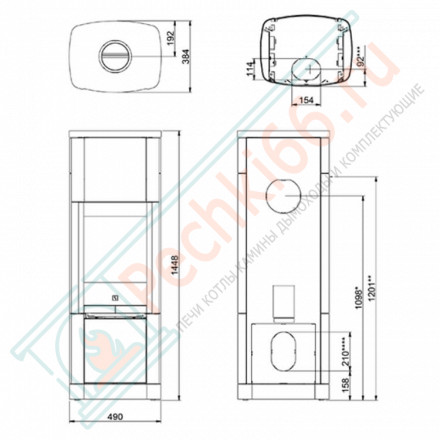 Печь-камин Scan 65-8 HT, стеатит, с задним выходом (Scan)