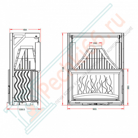 Чугунная топка INVICTA 900 GRANDE VISION LIFTING DOOR (INVICTA)