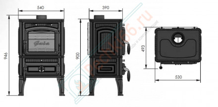 Чугунная печь Lava с плитой (Guca)