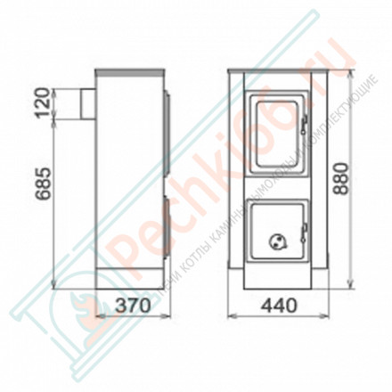 Отопительная печь Merano Top, Черный/Серый (Thorma) до 124 м3