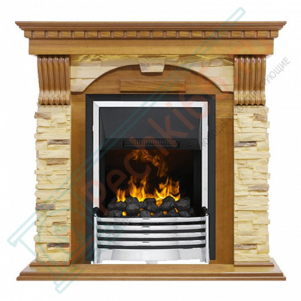 Электрокаминокомплект Dublin - Дуб / Сланец с очагом Flagstaff