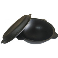 Узбекский казан с крышкой сковородой, плоское дно 12 л. (Наманган DAVR METALL) Узбекский казан с крышкой сковородой, плоское дно 12 л. (Наманган DAVR METALL)