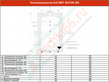 Буферная емкость Bufor 800 л (Galmet)