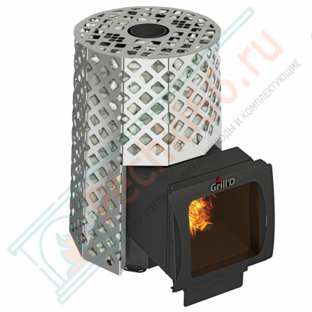 Дровяная банная печь Grill'D Violet Steel Romb Long Window Max (Камень колотый 100 кг)