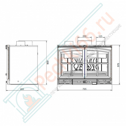 Чугунная топка INVICTA INSERT 800 DOUBLE PORTE TURBO (INVICTA)