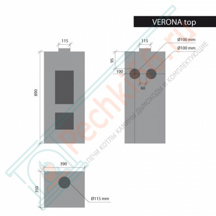 Отопительная печь Verona Top, Черная (Thorma) до 124 м3