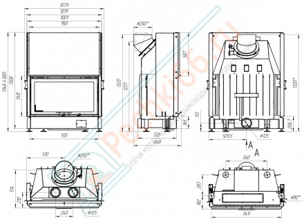 Каминная топка Вега 1000 K (Экокамин)