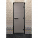 Дверь для хамама в черном профиле, сатин 2100x800 мм (DoorWood)