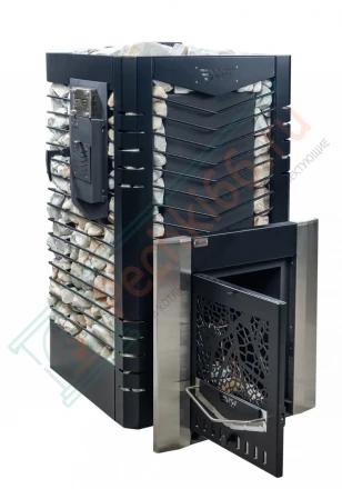 Газовая банная печь из нержавеющей стали № 06-ГТ 40 с сеткой для камней (Тройка) до 24 м3