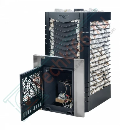 Газовая банная печь из нержавеющей стали № 06-ГТ 40 с сеткой для камней (Тройка) до 24 м3