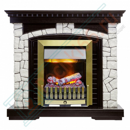 Электрический Каминокомплект Glasgow - Венге / Белый с очагом Danville Antique Brass FB2