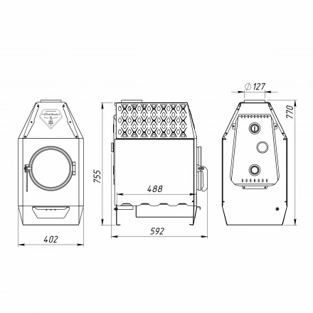 Отопительная печь Stoker TERMO 250-C AQUA, стекло (Ермак) до 250 м3